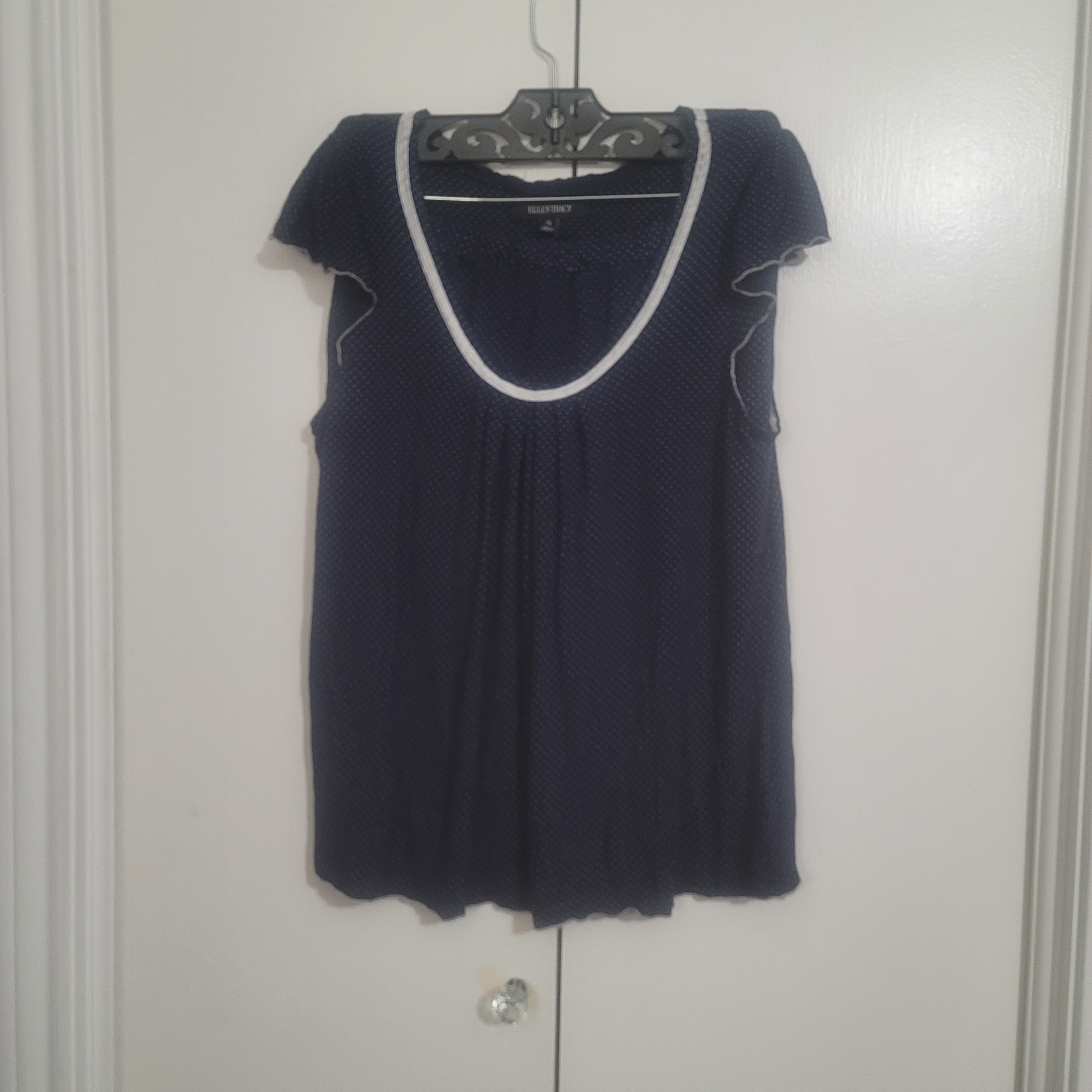 Ellen & Tracy Baby Doll Pajamas Navy Women’s Flutter Sleeve Scoop Neck Set